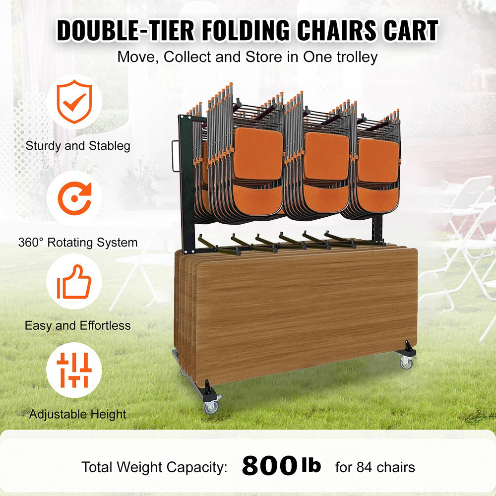 Folding Chair and Table Dolly to Store 84 Folding Chairs