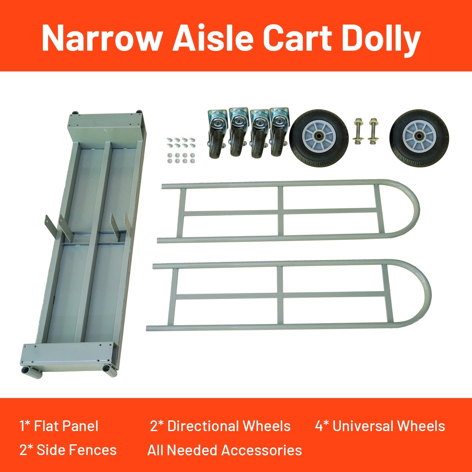 60"x16" Heavy Duty U- Boat Cart with Thick Steel Deck
