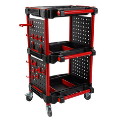 3-Tier Auto Detailing Tool Cart with Tool Hanging Board & Hook
