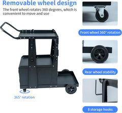 Heavy Duty 2-Tier Welding Cart with 360° Swivel Wheels