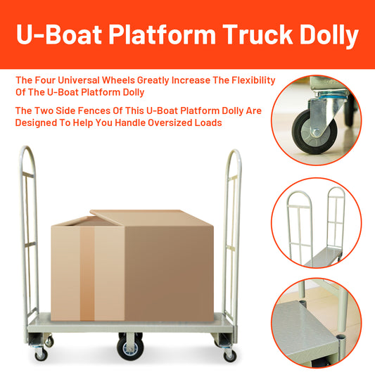 60"x16" Heavy Duty U- Boat Cart with Thick Steel Deck