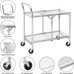 2 Shelf Wire Folding Commercial Utility Cart