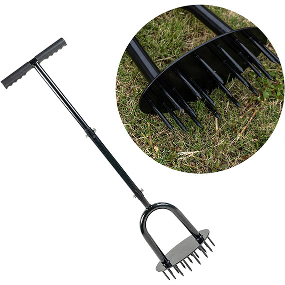 Heavy Duty Lawn Aerator Spike Manual Tool with 19 Iron Spikes