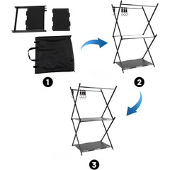 2 in 1 Folding Shelf Storage Rack/Camping Side Table