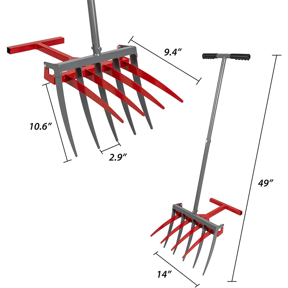 Broad Fork Tool Cultivator Manual Hand with 5+4 Steel Tines